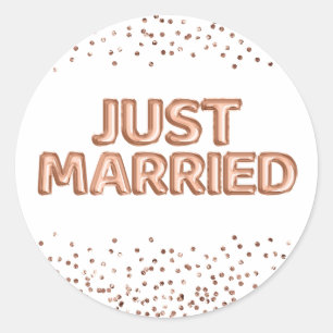 Net Getrouwd Roze Gouden Huwelijksballonnen Ronde Sticker