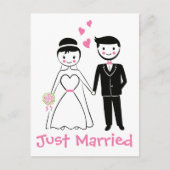 Net Getrouwd Roze Zwart Bruid Bruidegom Huwelijk Aankondigingskaart (Voorkant)