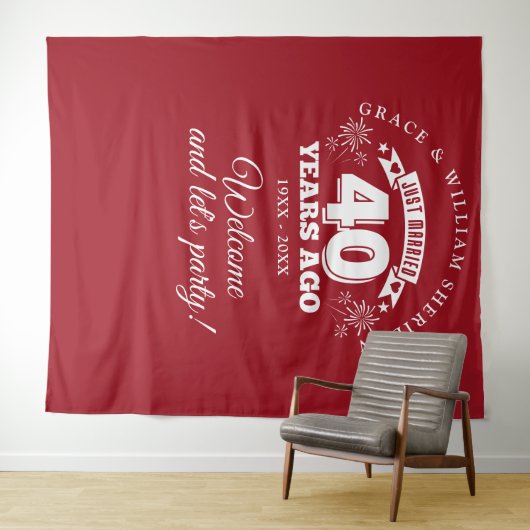 Net getrouwd Ruby 40e Jubileum Photo Prop Wandkleed (In Situ (horizontaal))
