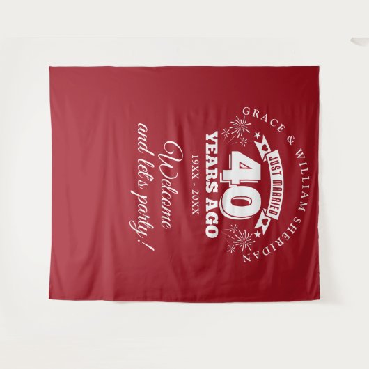 Net getrouwd Ruby 40e Jubileum Photo Prop Wandkleed (Voorkant (horizontaal))
