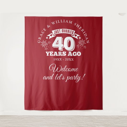 Net getrouwd Ruby 40e Jubileum Photo Prop Wandkleed (Voorkant)