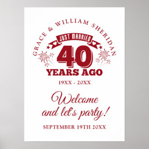 Net Getrouwd Ruby 40ste Verjaardag Welkomstbord Poster