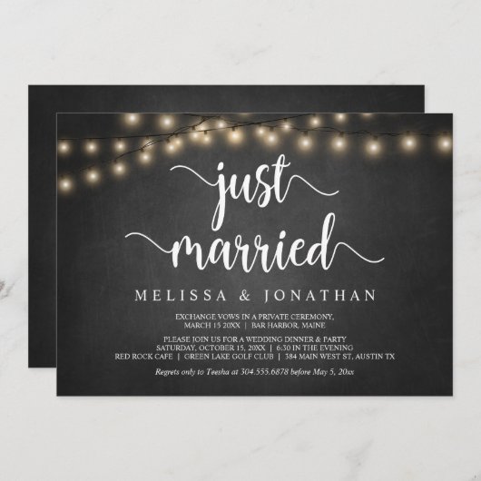 Net getrouwd, Rustiek Hout, Trouwuitnodiging Kaart (Voorkant / Achterkant)