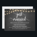 Net getrouwd, Rustiek Hout, Trouwuitnodiging Kaart<br><div class="desc">Net getrouwd,  Trouwuitnodiging / Uitnodigingskaart,  in Rustieke boerderij krijtbord,  Slingers ontwerp. Dit is perfect voor uw trouwreceptie en na-trouw feest. Voeg uw details toe in bijpassend lettertype. 
#TeeshaDerrick</div>