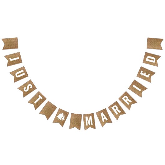 Net getrouwd rustieke burlap neutraal beige boho vlaggetjes (Alle)