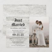 Net Getrouwd Rustieke Houten Foto Na Huwelijk Kaart (Voorkant / Achterkant)