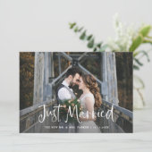 Net Getrouwd | Rustieke Script Foto Elopement Aankondiging (Staand voorkant)