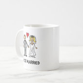 Net Getrouwd - Schattige Stokfiguur Bruid & Bruide Koffiemok (Voorkant links)
