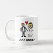 Net Getrouwd - Schattige Stokfiguur Bruid & Bruide Koffiemok (Links)