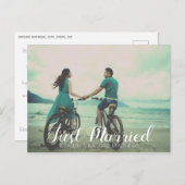 Net getrouwd script aangepaste foto trouw dank je aankondigingskaart (Voorkant / Achterkant)