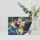 Net getrouwd script aangepaste foto trouw dank je aankondigingskaart (Staand voorkant)