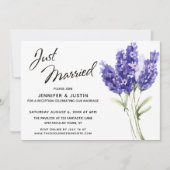 Net Getrouwd Script, Aquarel Lavendel Bloemen Kaart (Voorkant)