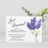 Net Getrouwd Script, Aquarel Lavendel Bloemen Kaart (Staand voorkant)
