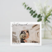 Net getrouwd script bruiloft aankondiging Elopemen Briefkaart (Staand voorkant)