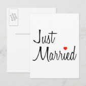 Net getrouwd (script met rood hart) aankondigingskaart (Voorkant / Achterkant)