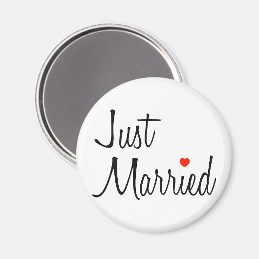 Net getrouwd (script met rood hart) magneet (Voorkant / Achterkant)