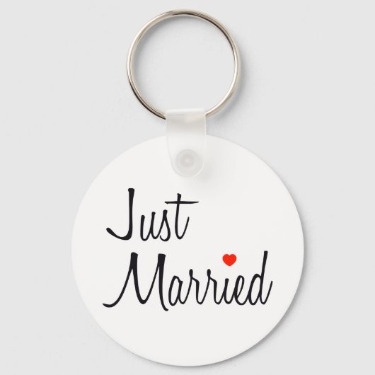 Net getrouwd (script met rood hart) sleutelhanger (Voorkant)