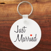 Net getrouwd (script met rood hart) sleutelhanger (Voorkant)