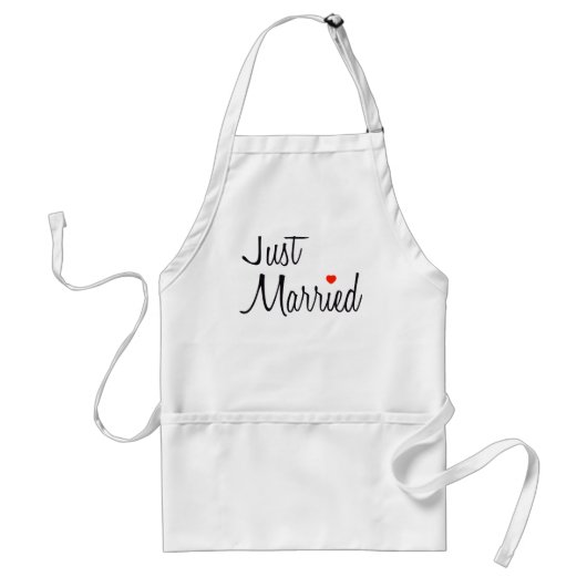 Net getrouwd (script met rood hart) standaard schort (Voorkant)