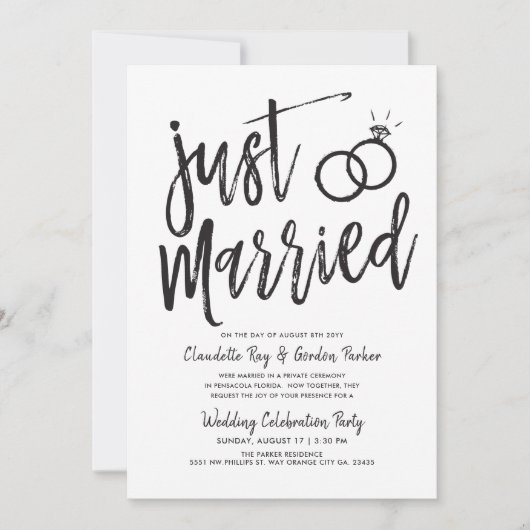 Net getrouwd script | Post Wedding Party Kaart (Voorkant)