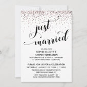 Net Getrouwd Script Roze Gouden Confetti Ontvangst Kaart (Voorkant)