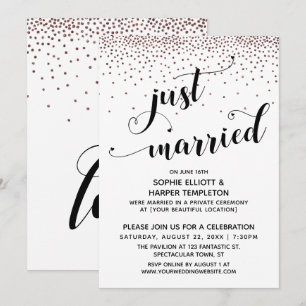 Net Getrouwd Script Roze Gouden Confetti Ontvangst Kaart