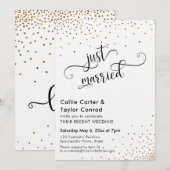 Net Getrouwd Script Typografie, Nep Gouden Confett Kaart (Voorkant / Achterkant)