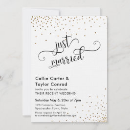 Net Getrouwd Script Typografie, Nep Gouden Confett Kaart