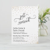 Net Getrouwd Script Typografie, Nep Gouden Confett Kaart (Staand voorkant)