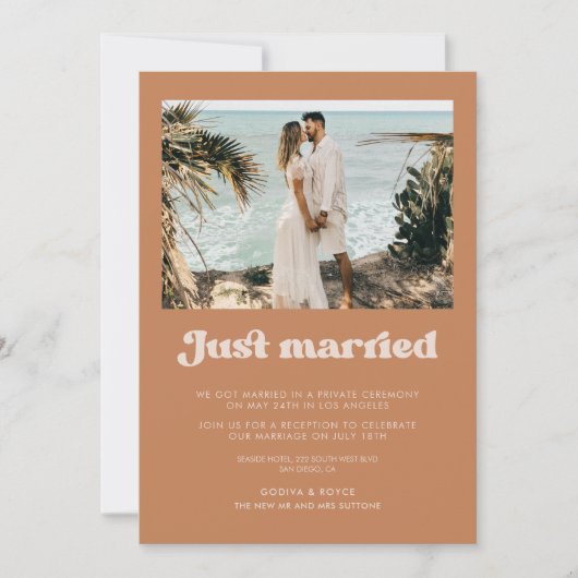 Net getrouwd Stijlvolle retro bruine suiker fotoka Kaart (Voorkant)