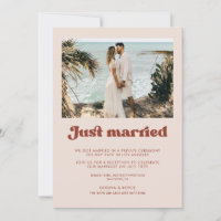 Net getrouwd Stijlvolle retro Peach Pink fotokaart