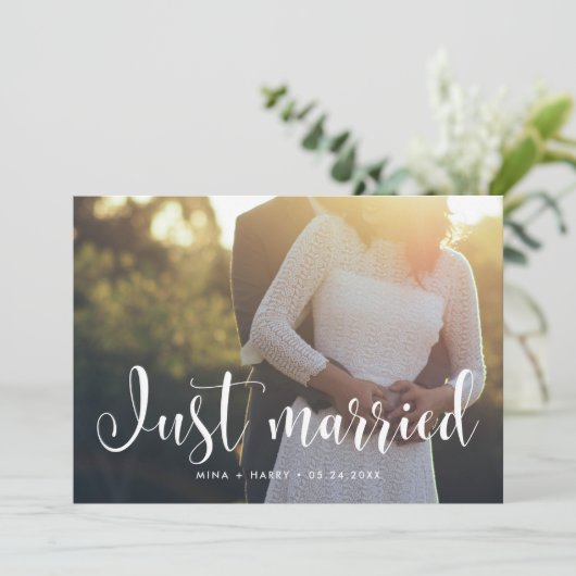Net getrouwd Stijlvolle trouwfotokaart Aankondiging (Staand voorkant)