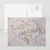 Net getrouwd strand zand schrijven Briefkaart (Voorkant / Achterkant)