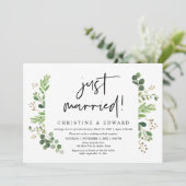 Net Getrouwd, Trouw Elopement Feest Kaart (Staand voorkant)