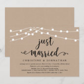 Net Getrouwd, Trouw Elopement Feest Kaart (Voorkant / Achterkant)