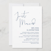 Net Getrouwd, Trouw Elopement Feest, Marineblauw Kaart (Voorkant)