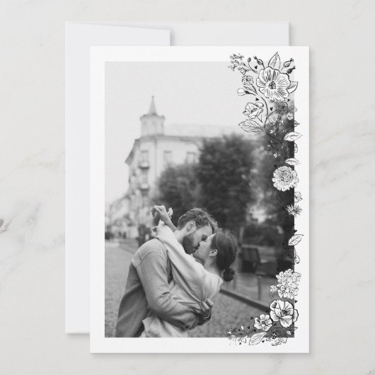 Net getrouwd trouwauto bruid & bruidegom vos foto aankondiging (Achterkant)