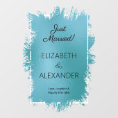 Net getrouwd! Turquoise namaakfolie Raamsticker (Vel)