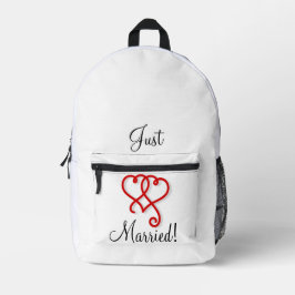Net Getrouwd Twee Gekoppelde Kronkelende Rode Hart Bedrukte Rugzak