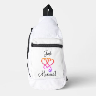 Net Getrouwd Twee Verbonden Kronkelende Regenboog Sling Bag