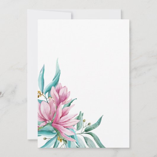 Net getrouwd typografie bloemenroze bruiloft brunc kaart (Achterkant)