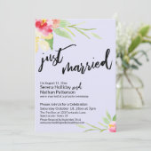 Net Getrouwd Typografie Bloemschildering Lavendel  Kaart (Staand voorkant)