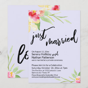 Net Getrouwd Typografie Bloemschildering Lavendel Kaart