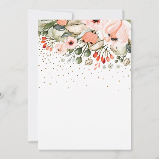 Net Getrouwd Typografie Blush Bloemengoud Confetti Kaart (Achterkant)