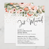 Net Getrouwd Typografie Roze Bloemend Gold Confett Kaart (Voorkant / Achterkant)