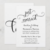 Net Getrouwd Typografie Trouwreceptie Alleen Kaart (Voorkant / Achterkant)