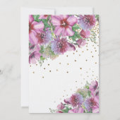 Net Getrouwd Typografie Wilde Bloem Gouden Confett Kaart (Achterkant)