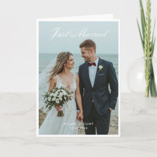 Net Getrouwd Uitgevouwen Trouwfoto Aankondiging (Voorkant)