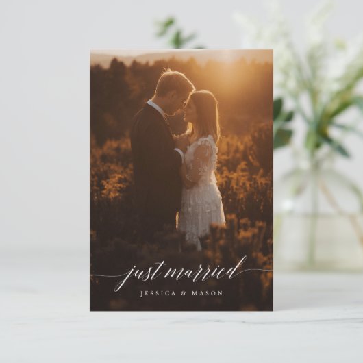 Net Getrouwd Uitnodigen Eloped Aankondiging - Wit (Staand voorkant)