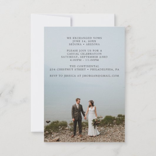 Net Getrouwd Uitnodigen Eloped Aankondiging - Wit (Achterkant)